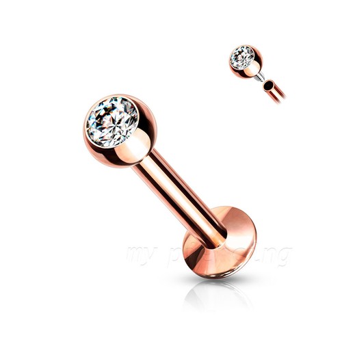 18G PVD Plated Steel Internally Threaded Press Fit 3mm Gem Labret Tragus Stud - Picture 3 of 5
