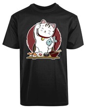 Lucky Cat Sushi New Women's Shirt Cuteness Amazing Coolest Animal Lovers Top Tee