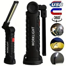 Rechargeable LED COB Slim Work Light Mechanic Flashlight Lamp Bar Camping Torch