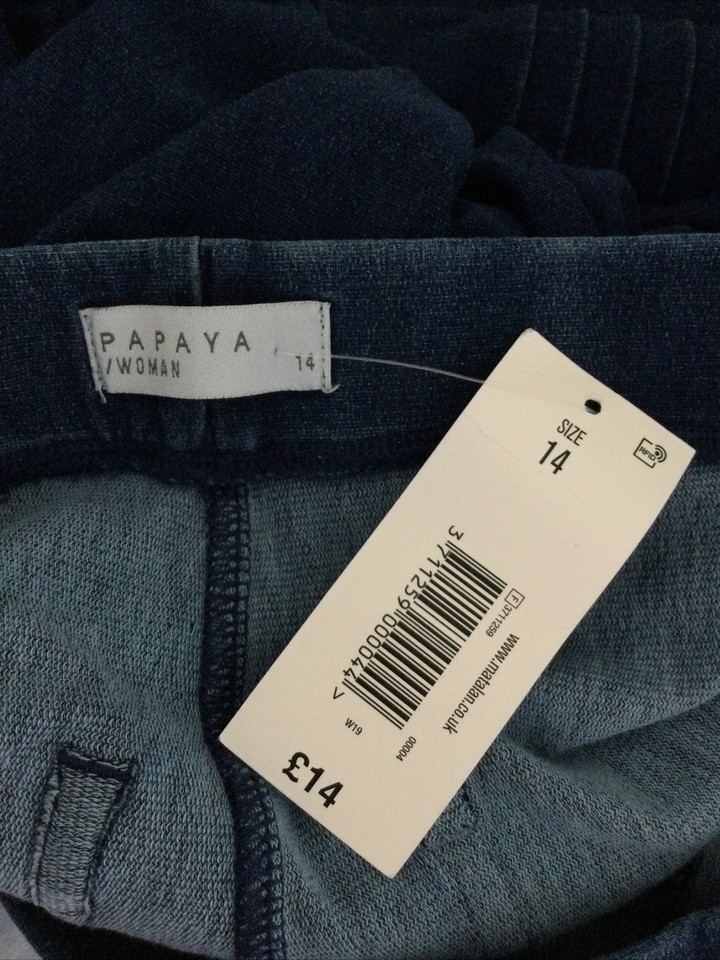 BNWT Papaya Blue Denim Look Leggings Jeggings Size 14 eBay