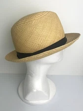 Rag And Bone Natural Straw Fedora Hat Size S Made In USA Brown