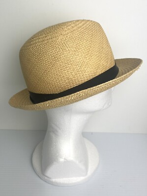 Rag And Bone Natural Straw Fedora Hat Size S Made In USA  display picture 1