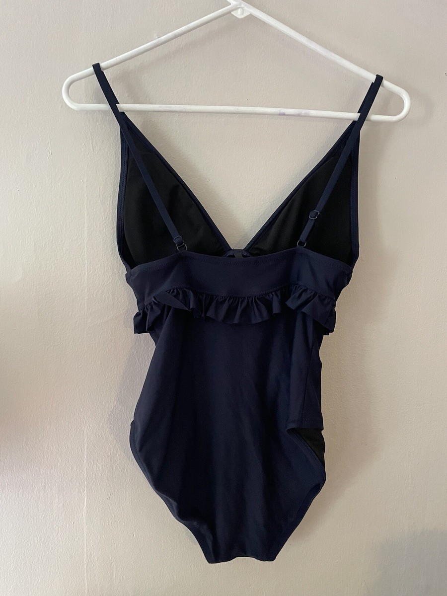 ★RAIVE★ Back Open Long One Piece in Navy VW3MO23123 J.Crew Ruffle Deep-V One-Piece Swimsuit Navy Size 4 AG741
