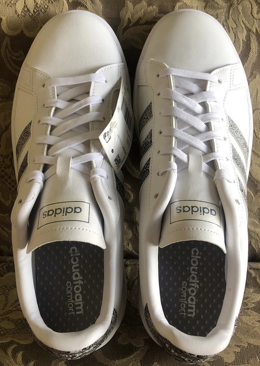 Adidas GRAND COURT SE White Gray Snake Print Sneakers Women
