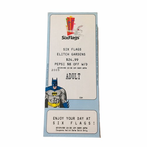 Rare 2000 Six Flags Ticket Stub Elitch Gardens Batman Bugs Bunny 07 rare-2000-six-flags-ticket-stub-elitch-gardens-batman-bugs-bunny-07