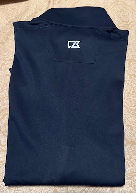 Red Sox XL - Cutter & Buck Navy Traverse Eco Tri-Blend DryTec Quarter-Zip Jacket - Imagem 3 de 4