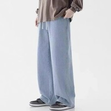 Casual Outdoor Men's Jeans Elastic Waist Loose Fit Long Pants Spring Autumn Work