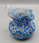Vintage Murano Millefiori Miniature Pitcher Vase 3” Blue, EUC, 44