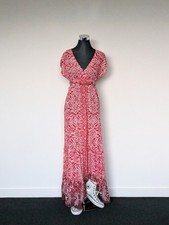 Forever 21 Red Flowy Boho Wrap Maxi Dress Ruffle Tier Summer Festival Valentine
