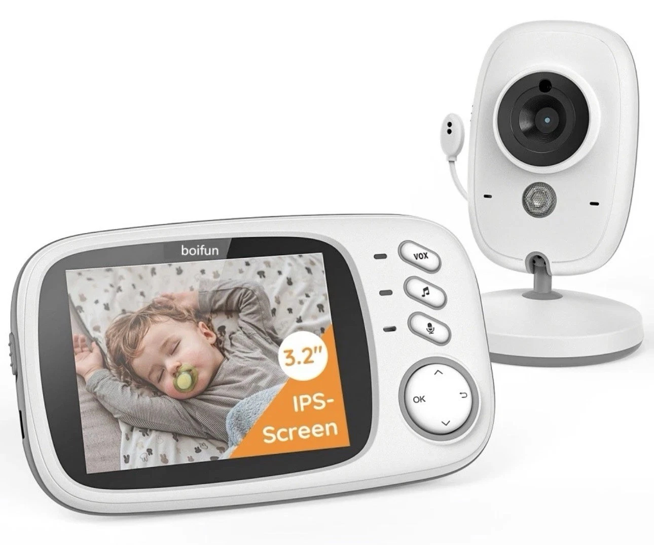 BOIFUN Baby Monitor with 3.2" Portable Screen & Camera, Night Vision
