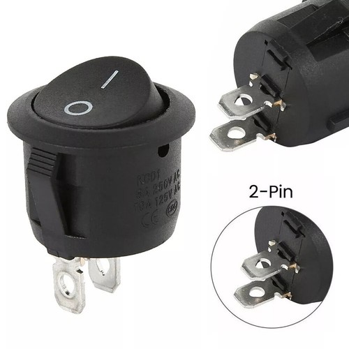 10Pcs Black Round Rocker Switches 6A 250V AC SPST for DIY Electrical Work - Picture 10 of 12