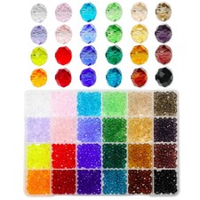 6mm Briolette Glass Beads Faceted Rondelle Crystal Beads, DIY Craft Beads for...