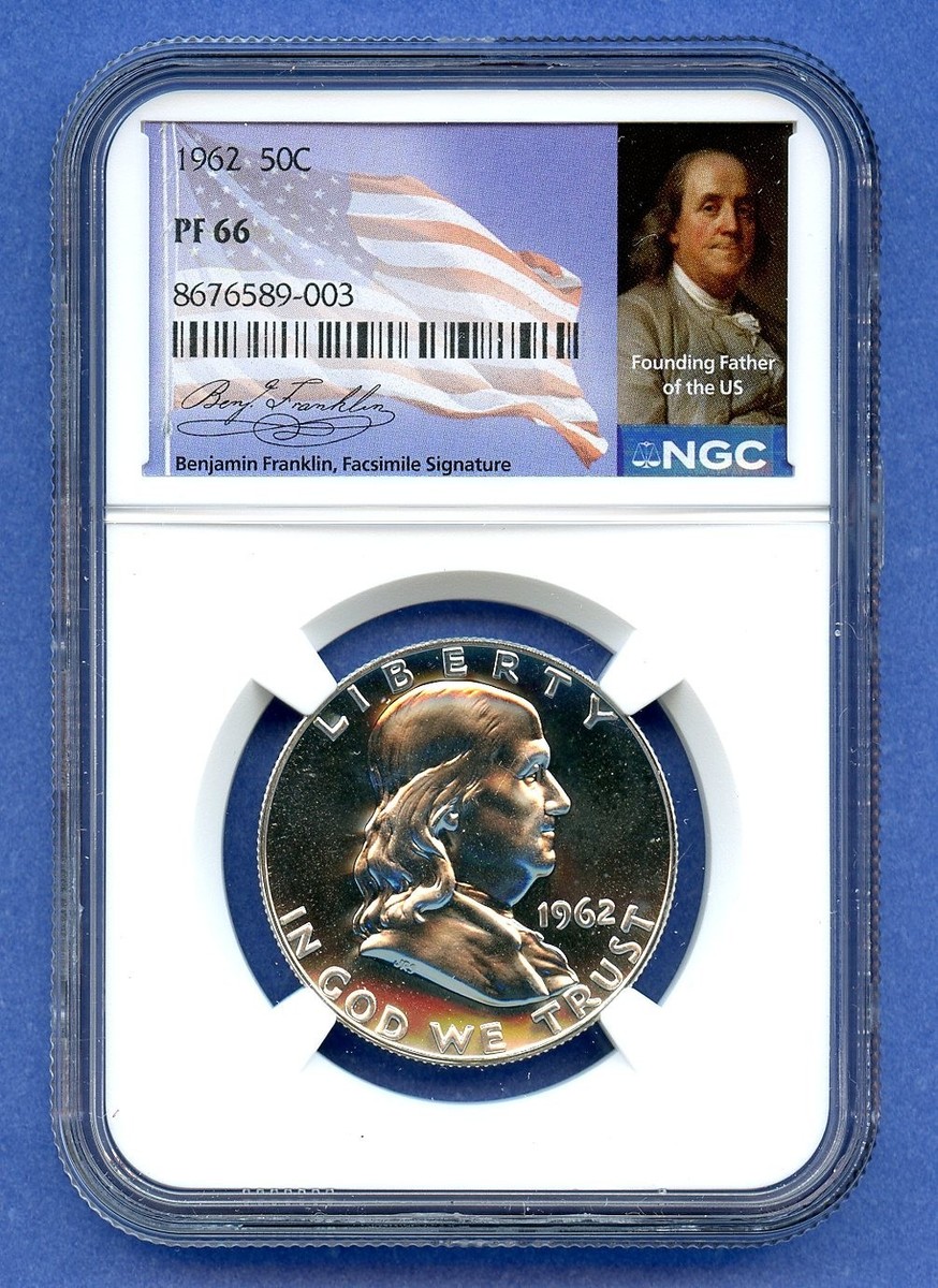1962 NGC PF66 Franklin Half Dollar 50c US Mint Silver Proof Coin