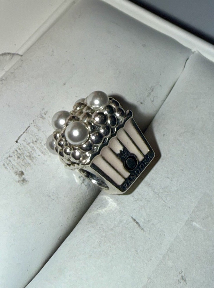 PANDORA Solid Sterling Silver Delicious Popcorn P… - image 2