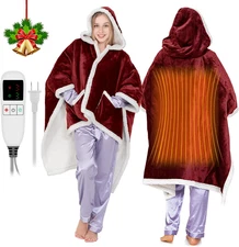 Electric Snuggle Throw Heated Shawl Wrap Wearable Heated Throw Blanket for Women