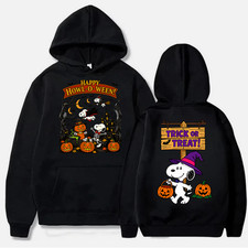 Snoopy Halloween Hoodie Trick Or Treat Pumpkin 2 Sided Graphic Pullover HM2003