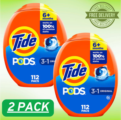[HOT SALE] 2 PACK Tide Pods Original HE Laundry Detergent 112 Loads 112 -Count