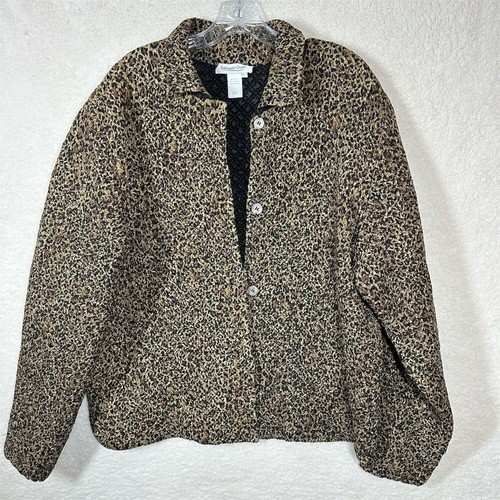 Coldwater Creek Women's XL Animal Print Quilted Jacket Brown Casual - Picture 1 of 6