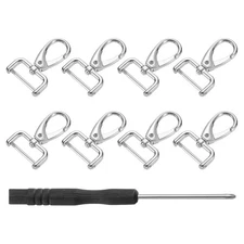 8Pcs Swivel Clasps, 1" D Ring Detachable Snap Hook with Screwdriver, Silver