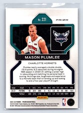2021-22 Panini Prizm #221 Mason Plumlee Red White and Blue Charlotte Hornets