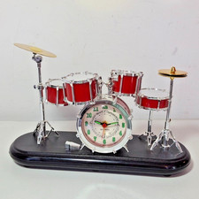 Juego de batería de cuarzo coleccionable rojo analógico despertador música alimentado por batería