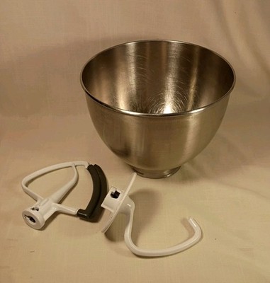 KitchenAid 4 1/2 Quart Mixing Bowl Dough Hook And Flex Edge Beater K45