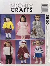 McCALL S 3900 18" Girl DOLL CLOTHES nightgown Muff coat Sewing PATTERN NEW UNCUT