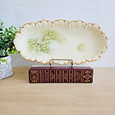 Vintage Haviland France Floral Gold Gilded Porcelain Celery Dish Serving Dish