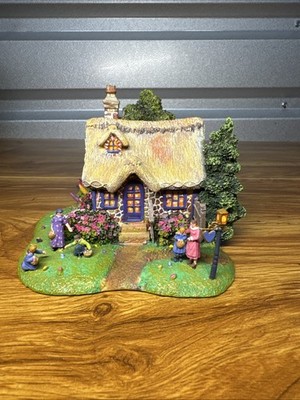 Thomas Kinkade Easter Egg Hunt Thatched Roof Cottage House Teleflora