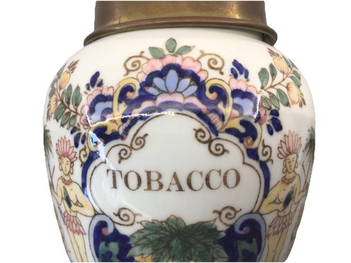 VINTAGE DELFT STYLE VERY DECORATIVE TOBACCO JAR WITH LID - Picture 11 of 17