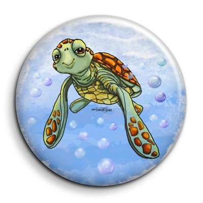 Niedliche Unterwasserschildkröte - Anstecknadel 38mm Button Pin