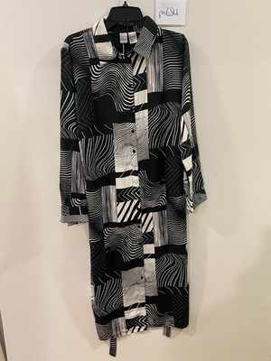 HEINE Monochrome Maxi Shirt Dress Plus Size UK 18 (ph684)