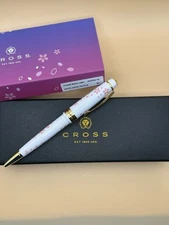 Cherry Blossom Pink Petals Cross Bailey Light Ballpoint Pen Gloss White Resin