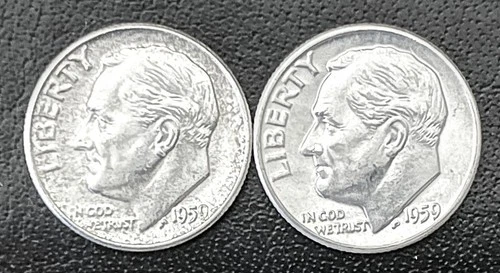 1959 P&D 10c SILVER ROOSEVELT  DIME YEAR SET.  AU or Better  (R021)