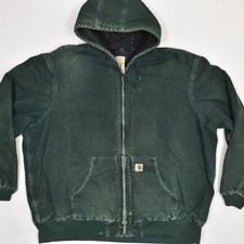 Carhartt Men's Canvas Bomber Jacket Quilt Lined Cotton Green Size 3XLT J130 SPC