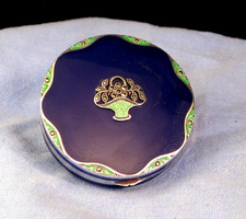 VINTAGE STERLING SILVER ENAMEL MARCASITES ART DECO BOX 1928 PILL POT COMPACT