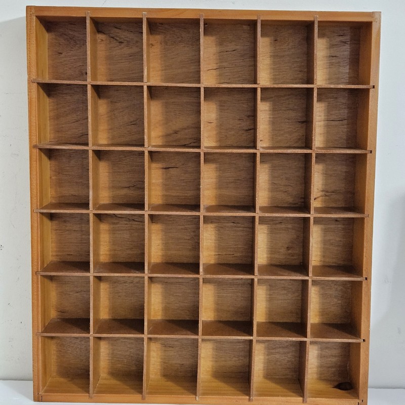 Wooden Wall Curio Display Case 36 Compartments