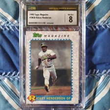 1990 Topps Magazine Rickey Henderson Pop 1 CSG 8 Nm MINT Rare Oakland A's CGC 