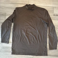 Under Armour Shirt Mens Large Brown Fitted MTN Coldgear Base Layer Mock Neck