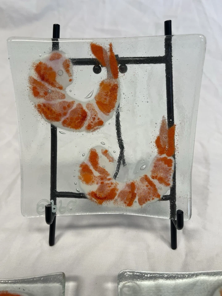 Platos de camarones de vidrio fundido Duree Designs - Juego de 4 platos pequeños para aperitivos Foto 4 de 4