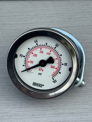 WIKA Pressure Gauge 2in 100 PSI kPa 1/4 NPT Panel Mount U-Clamp Type 111.16P