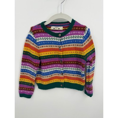 Mini Boden Fair Isle Cardigan Kids 3-4Y Multicolor Wool Blend Button Front