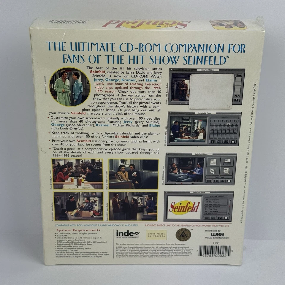 Brand New Sealed Rare 1995 Big Box The Seinfeld PC Windows CD-ROM Byron Preiss - Image 2 of 4