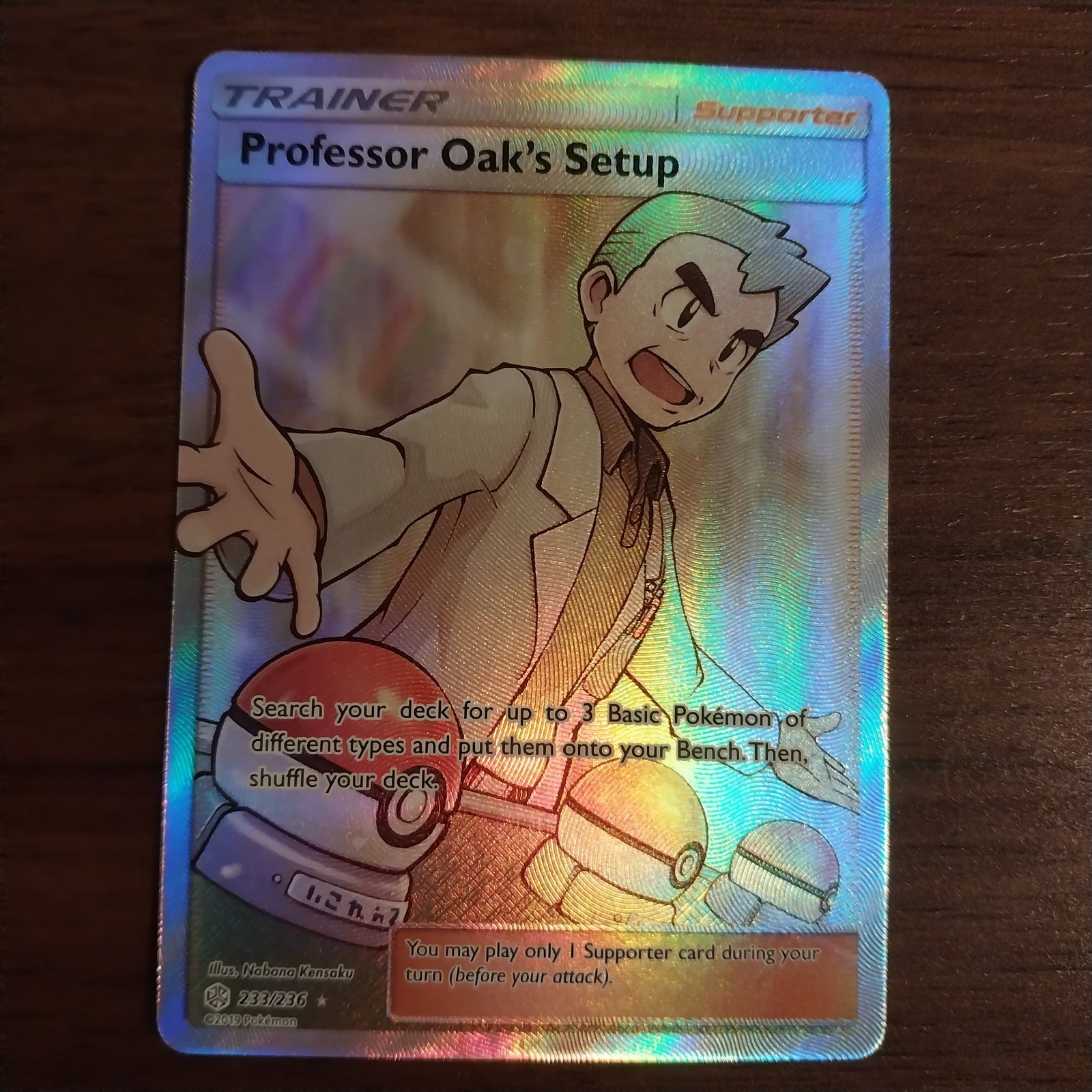Professor Oak's Setup (Full Art) 233/236 Sm-Cosmic Eclipse Holo NM Card