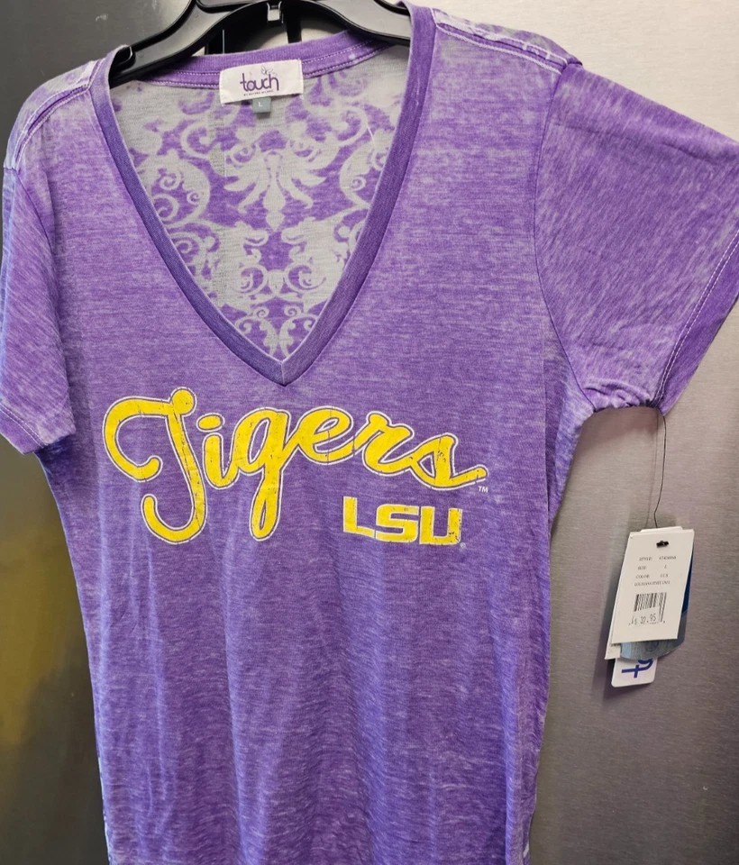 LSU Tigers College Team Logo Purple White Touch by Alyssa Milano Women's Large - Image 3 of 4