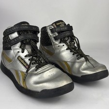 Reebok Freestyle Birthday Silver BD2433 Youth High-Top Lace-up Sneakers size 6.5