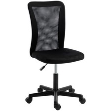 Vinsetto Armless Swivel Office Chair Adjustable Height Black, Refurbished