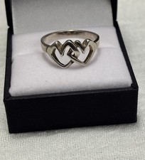 size 9.25 vintage double heart Sterling silver ring band