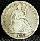 1876 CC Seated Liberty Half Dollar VG+ In Grade 100% Original Carson City Mint