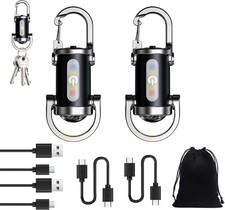2pc Rechargeable Keychain Flashlight with Power Bank Function High Lumens Mini